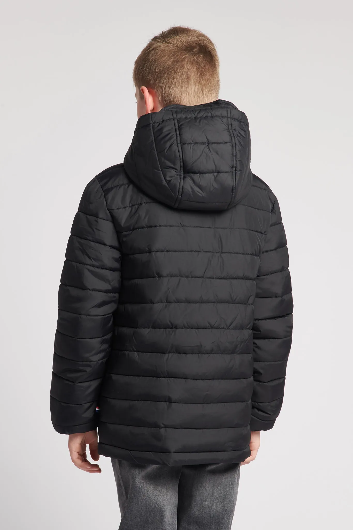 Boys Hooded Quilted Jacket in Black