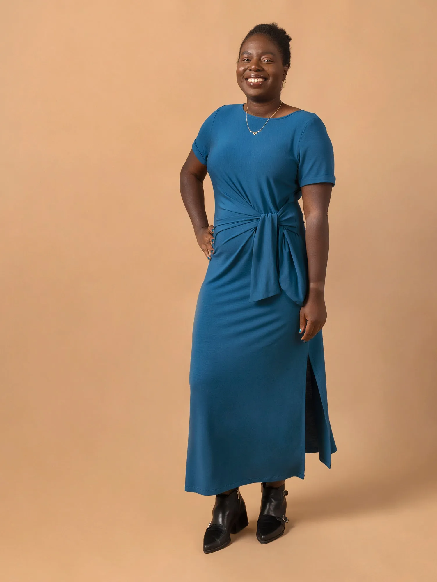 Brise Knit Dress Kit | Lyons Blue Drapey Tencel Modal Stretch Jersey Knit