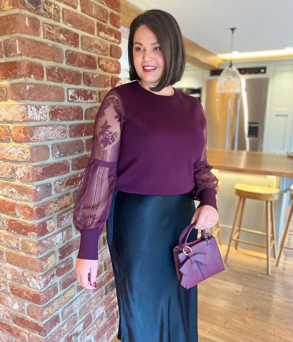 Burgundy Lace Sleeve Jumper