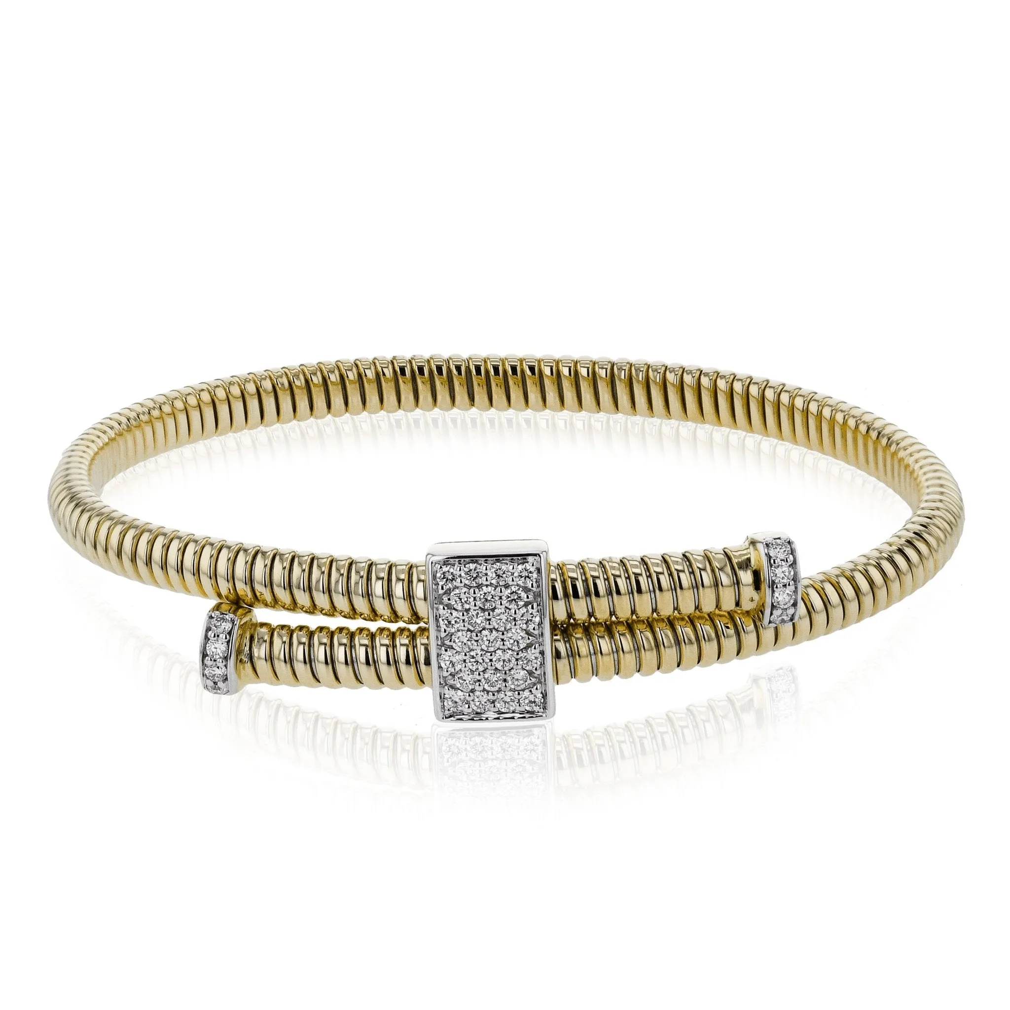 Cable Bangle in 18k Gold with Diamonds