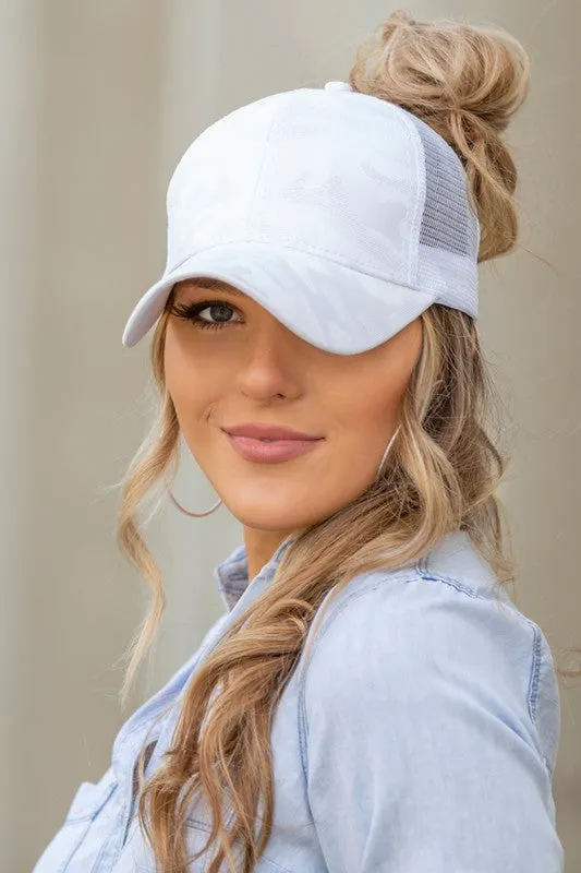 Camo Messy Bun Hat