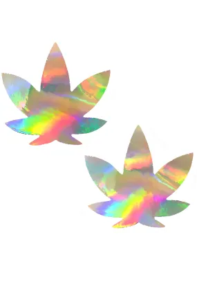 Care Bare Stare Holographic Weed Leaf Pasties