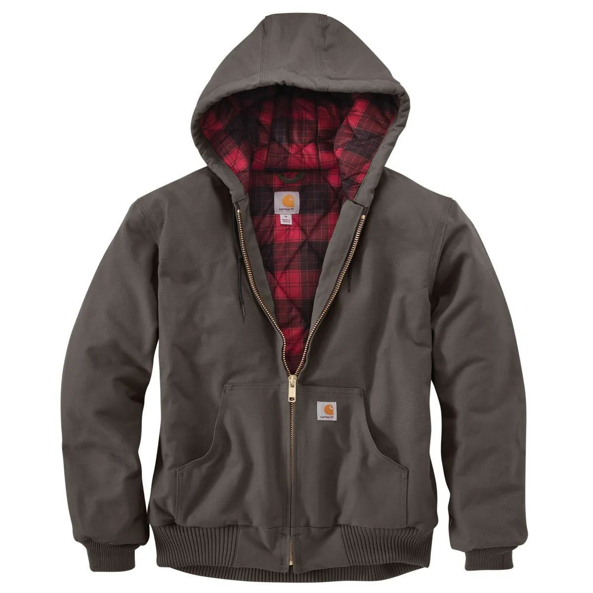 Carhartt Men's Gravel/Dark Crimson Plaid Huntsman Active Jacket