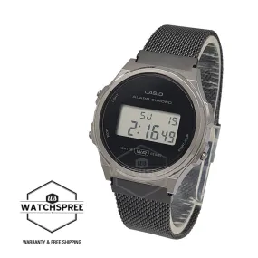 Casio Vintage Style Digital Black Ion Plated Stainless Steel Mesh Band Watch A171WEMB-1A