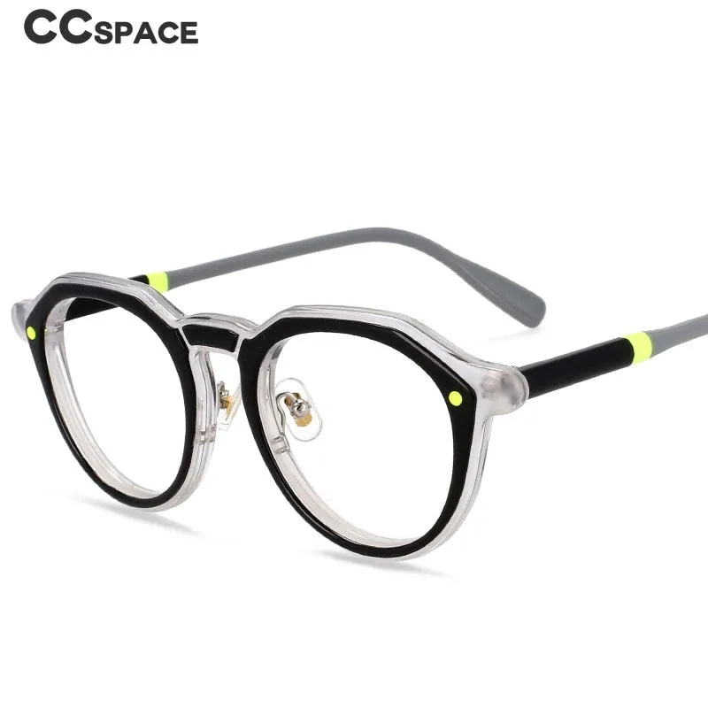 CCspace Unisex Full Rim Round Acetate Frame Eyeglasses 54541