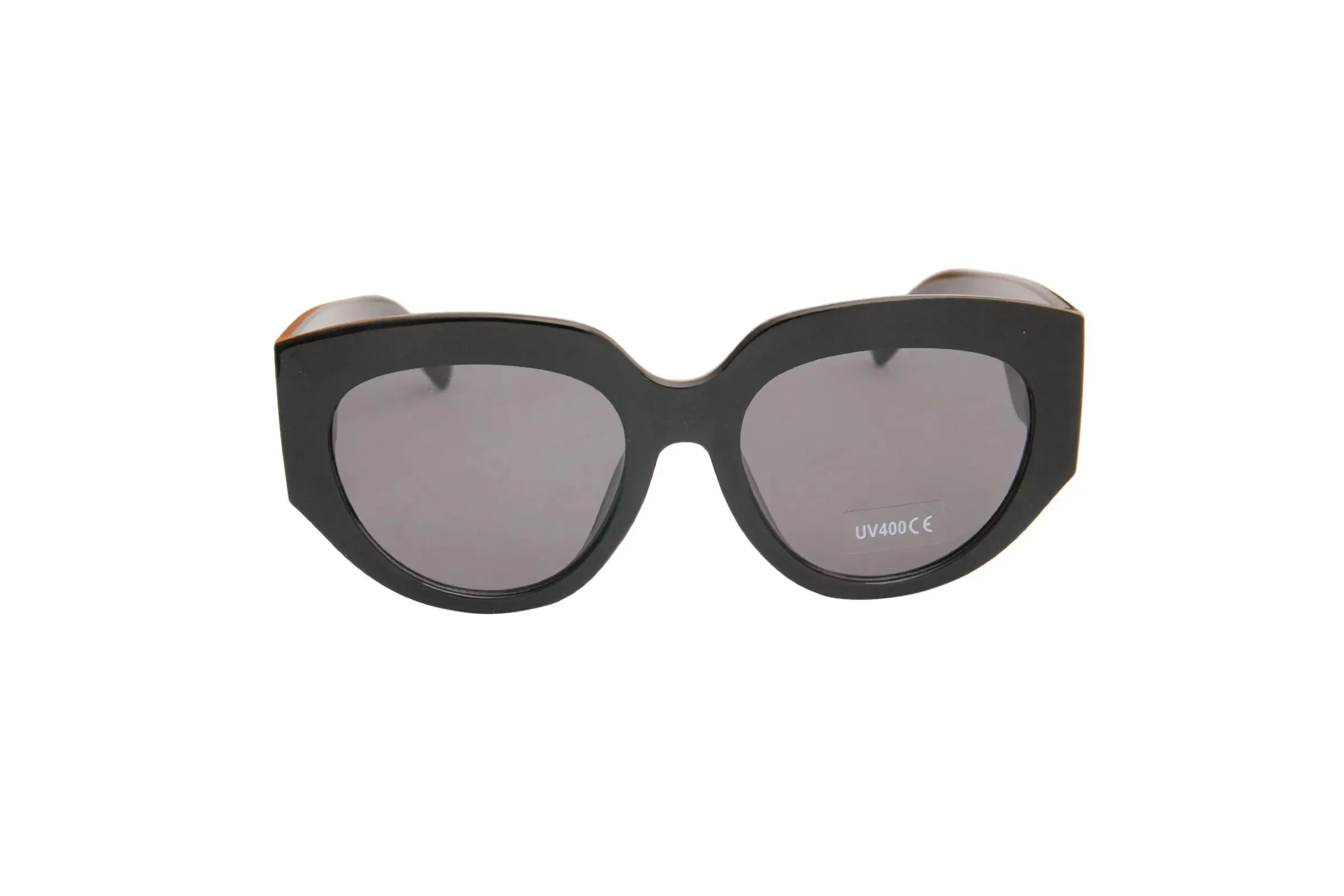 Celine Style Black Cat Eye Wide Arm Sunglasses