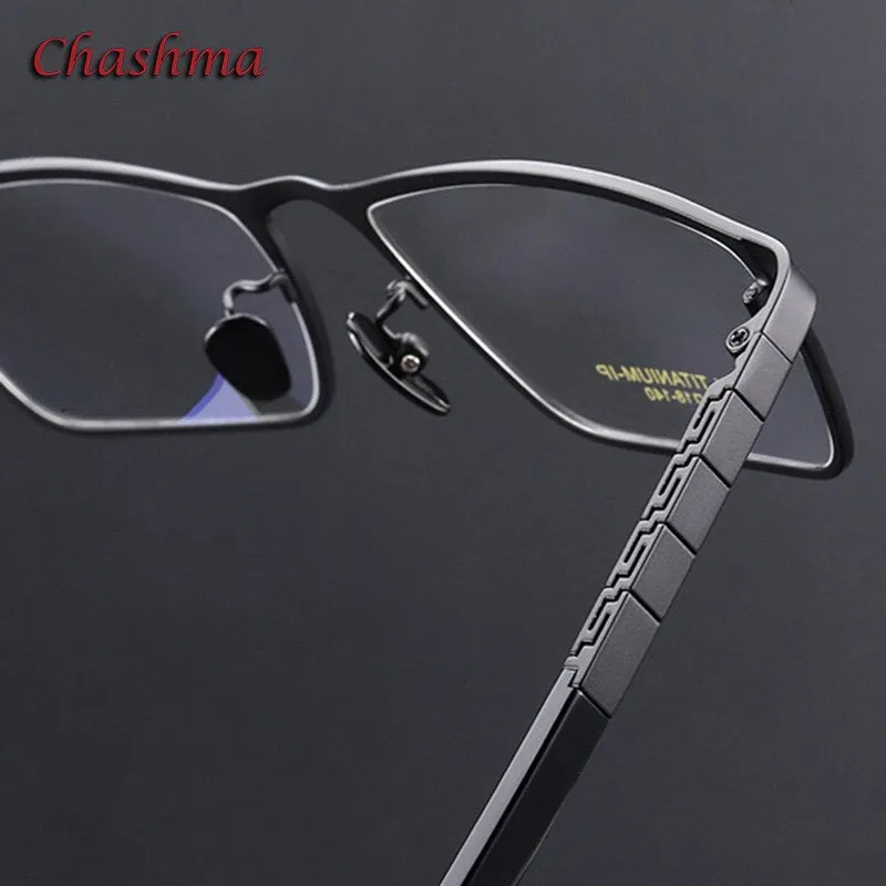 Chashma Ochki Men's Full Rim Square Titanium Eyeglasses 91067