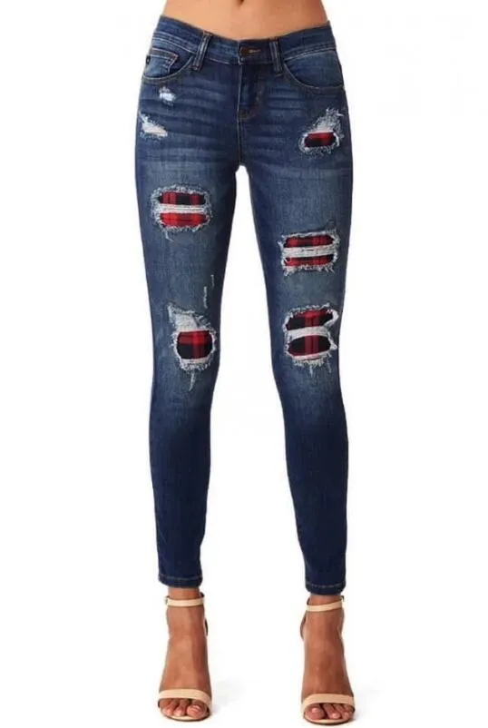 Chic Sexy Super Elastic Fashion Leopard Print Hole Patch Women Skinny Denim Jeans