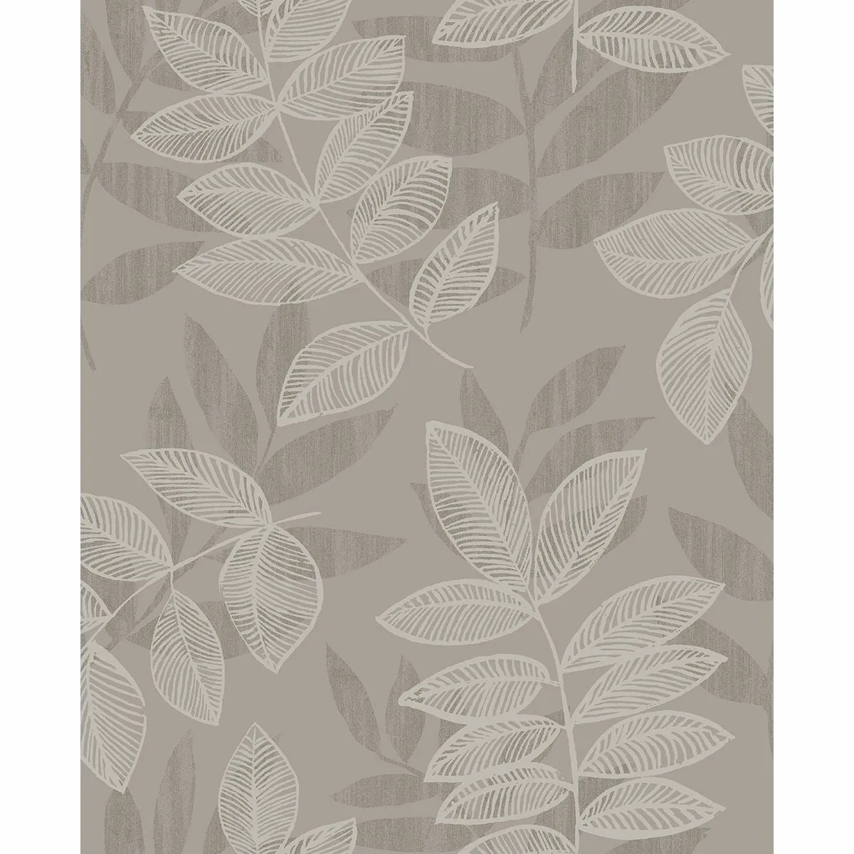 Chimera Flocked Leaf Wallpaper in Platinum from the Celadon Collection