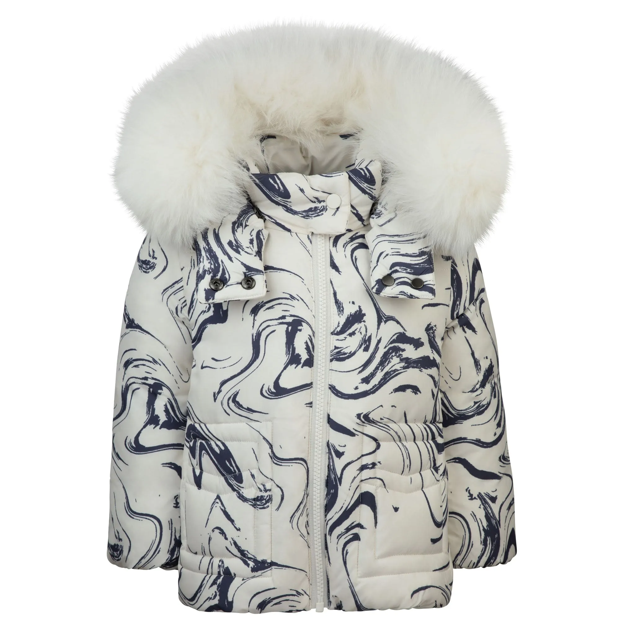 coat down with fur - marble