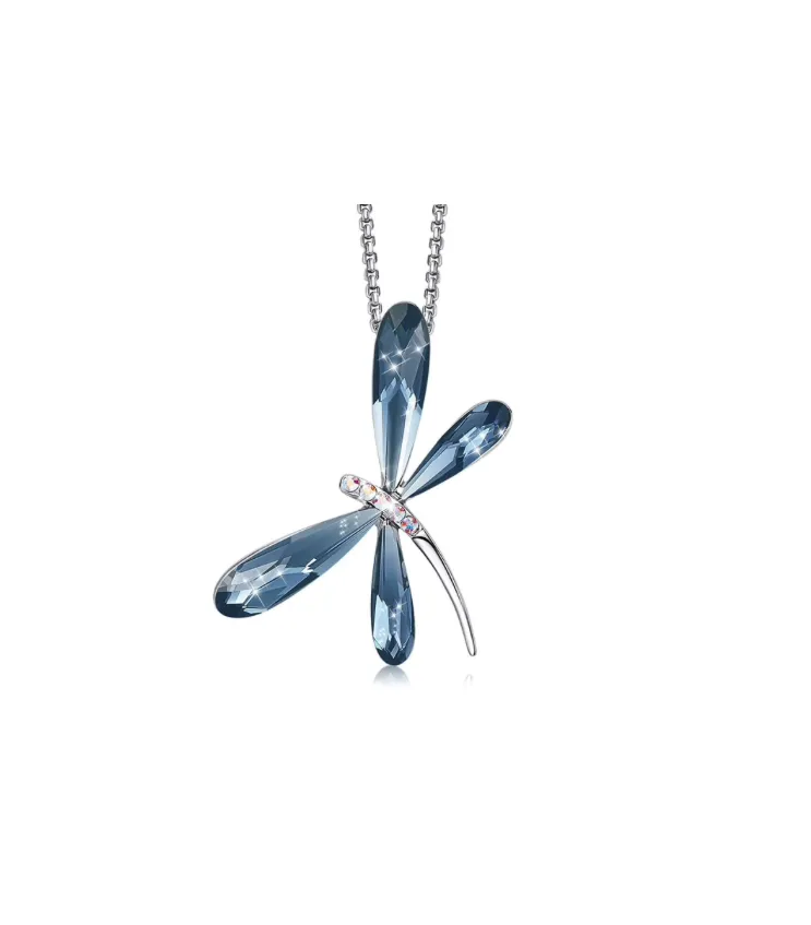 Crystal Dragonfly Pendant Necklace