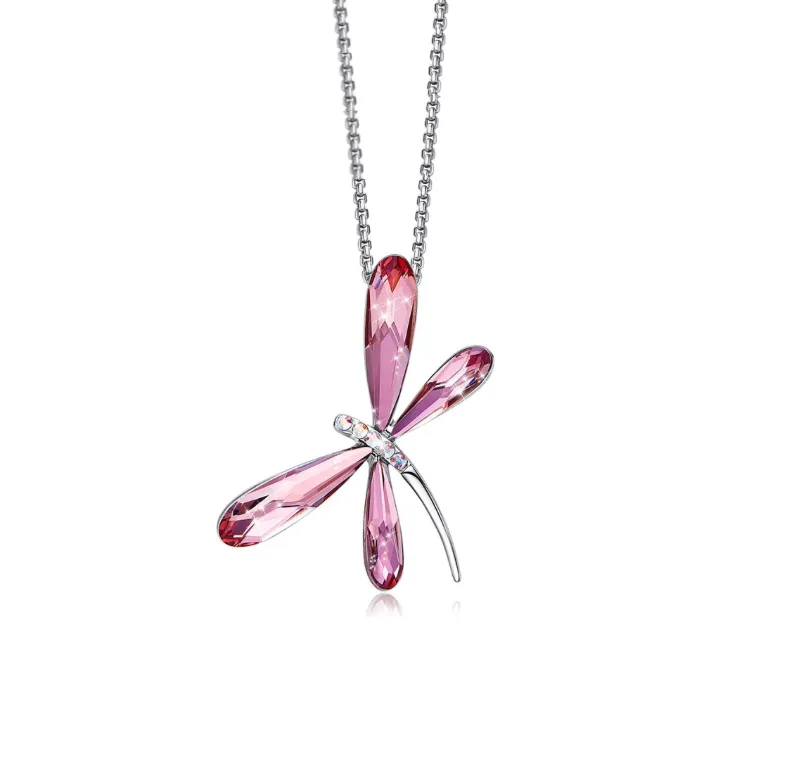 Crystal Dragonfly Pendant Necklace