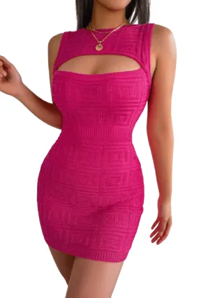 Cutout Sleeveless Knit Dress Clubwear