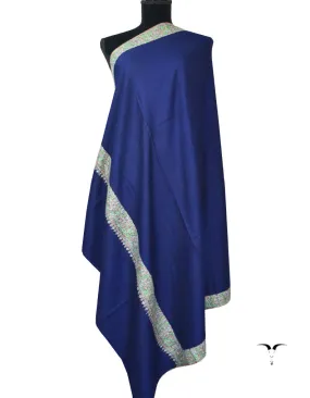 Dark Blue Pashmina Shawl With Sozni Work 5503