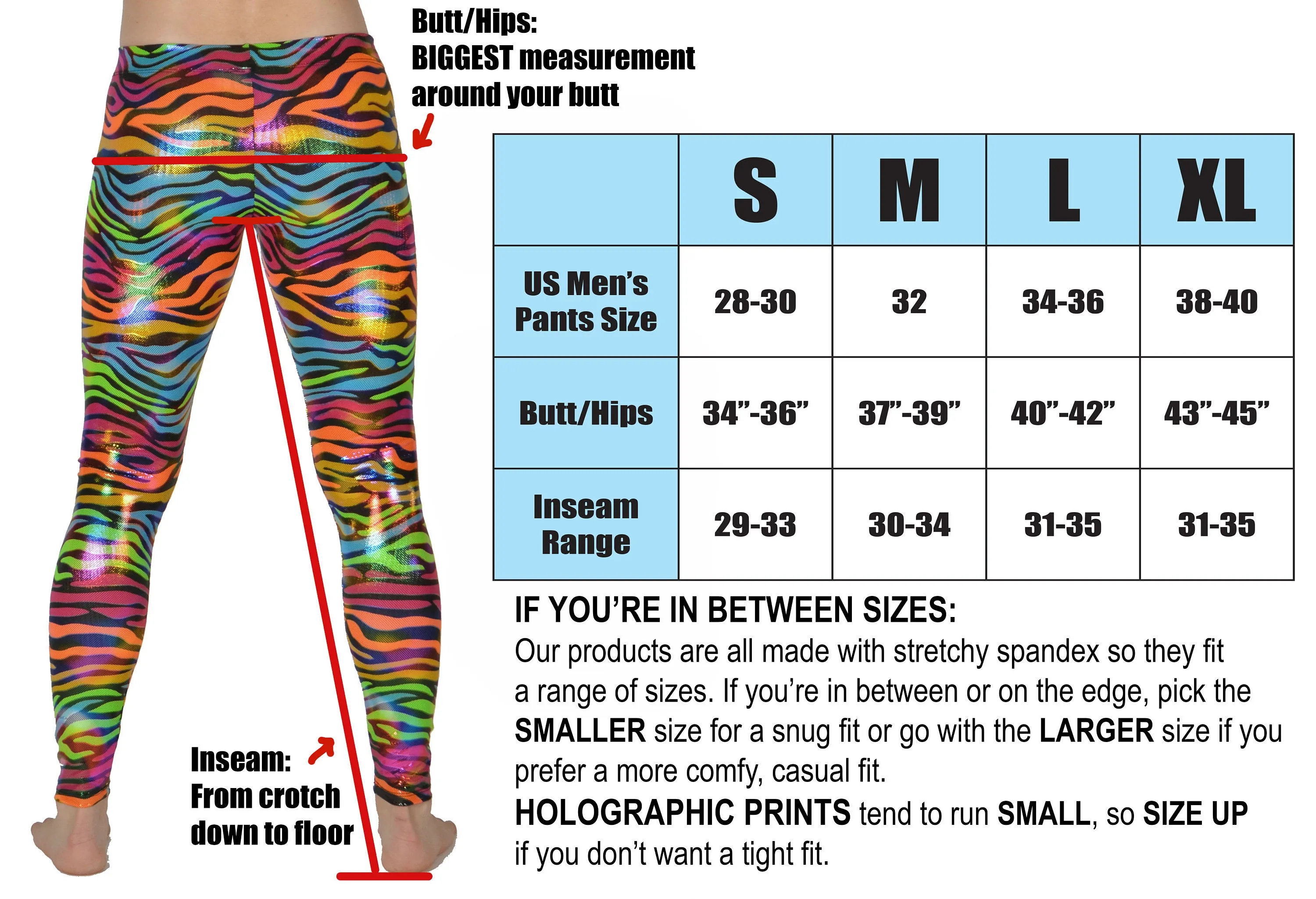 Dazzle Orange: Holographic UV Blacklight Reactive Meggings - Abstract Trippy Tribal Print Mens Leggings