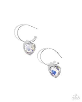 Diamond of the Night - White Earrings - Paparazzi Accessories