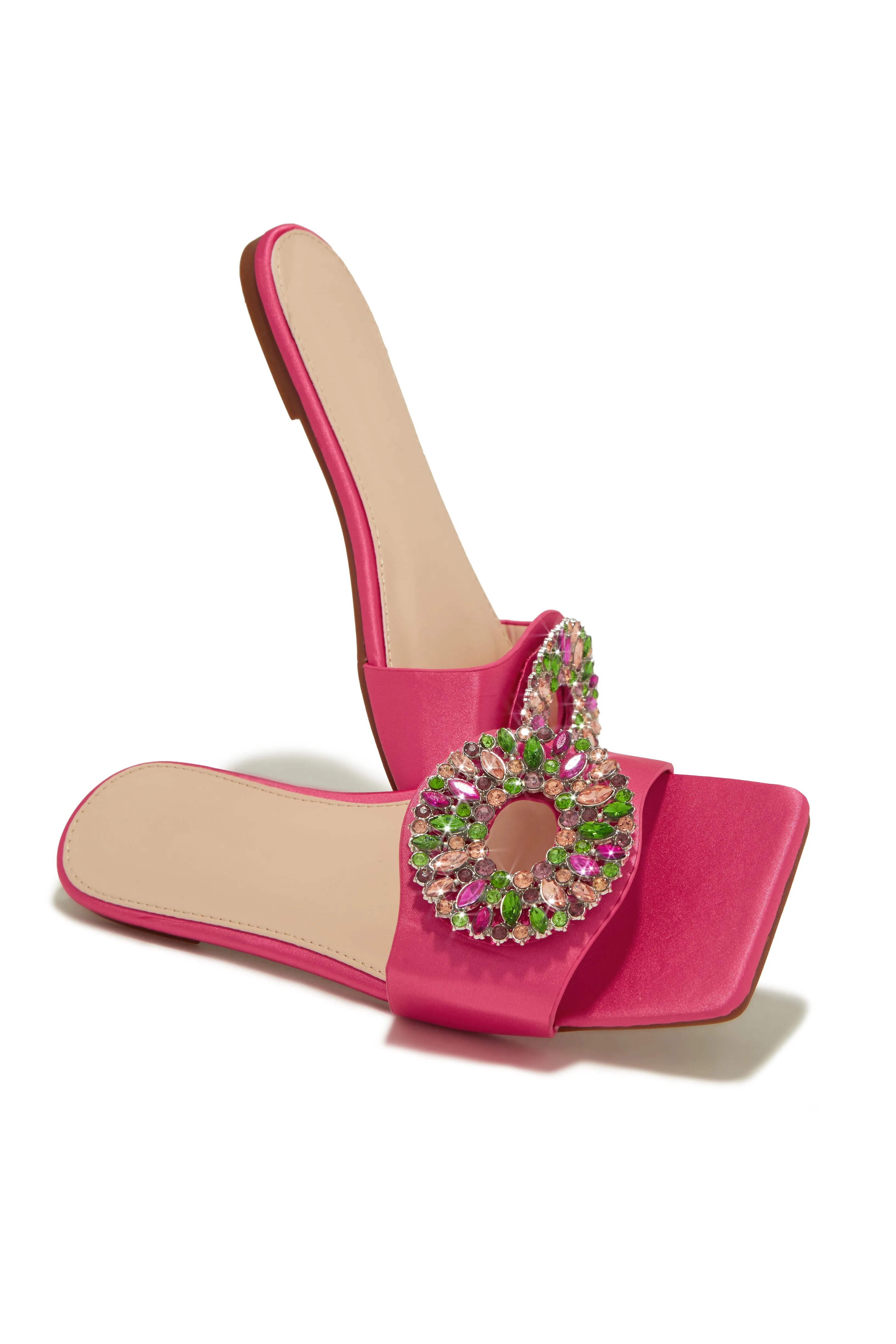 Dolce Summer Embellished Slip On Sandals - Pink