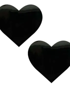 Dom Squad Black Wet Vinyl Heart Nipple Cover Pasties