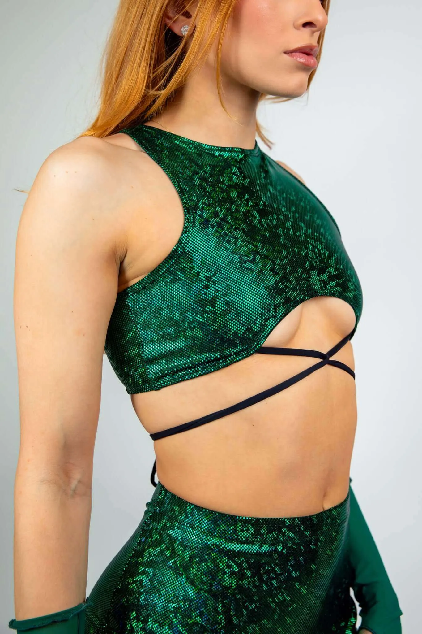 Emerald Holo Teaser Top with Straps