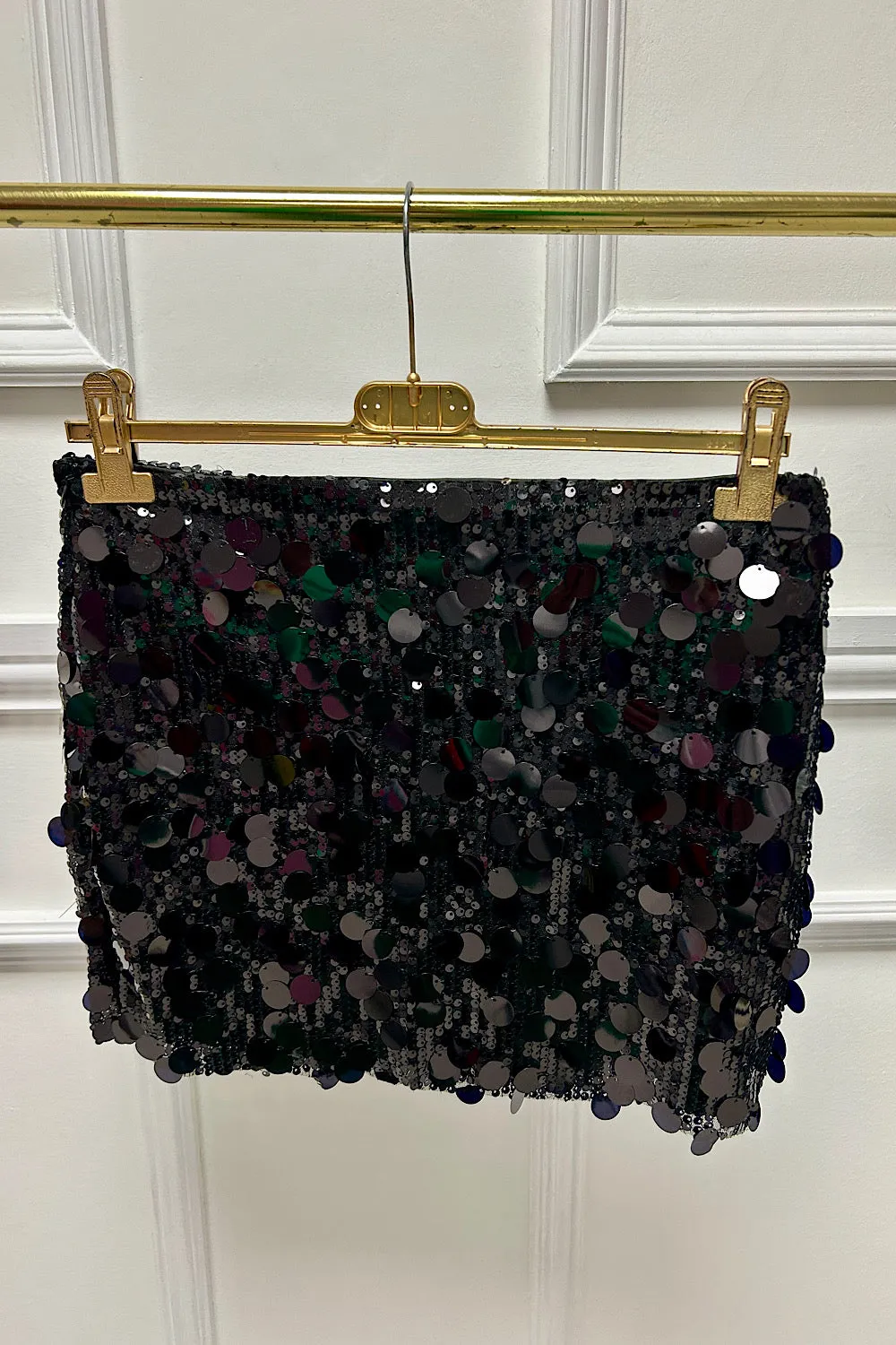 Fabio Black Sequin Disc Mini Skirt