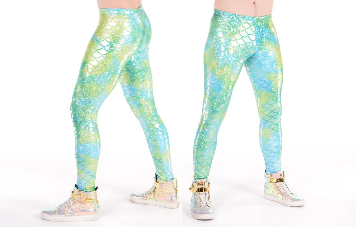 Fish Lemon Lime Merman Meggings // Great Festival Mermaid Costume // Merman Leggings