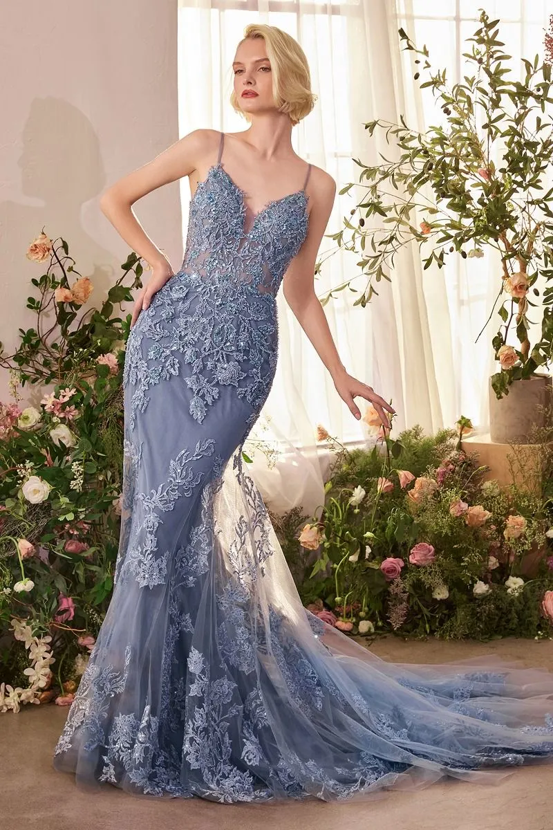 Foliage Beaded Lace Mermaid Gown