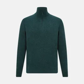 Forest Green Melange Half-Zip Cashmere Jumper