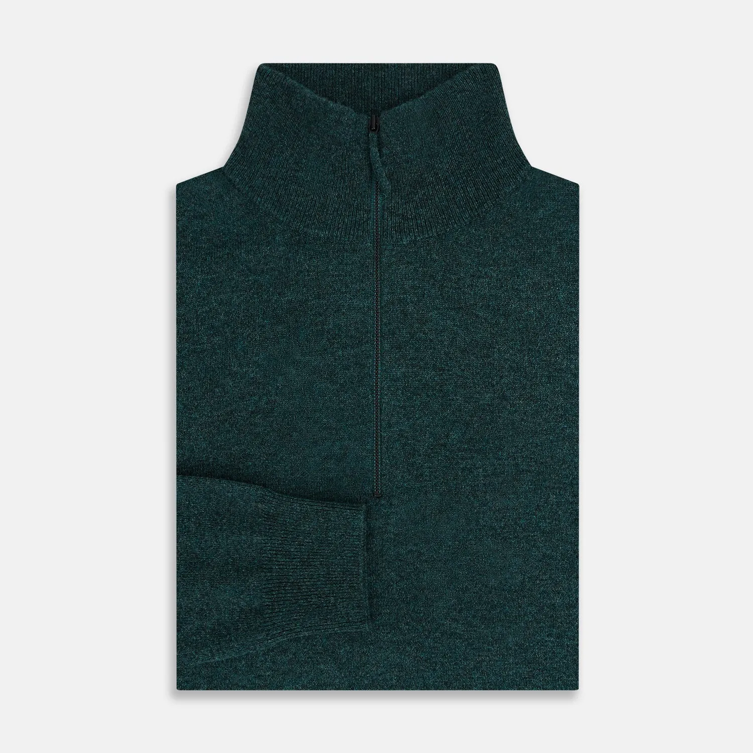 Forest Green Melange Half-Zip Cashmere Jumper