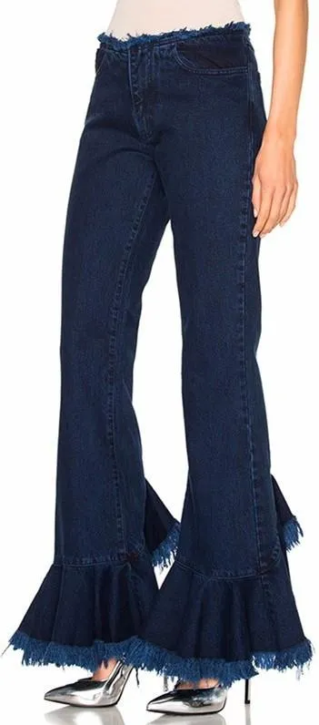 Frayed Flared-Hem Jeans