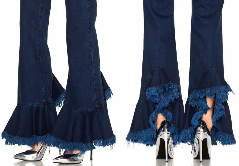 Frayed Flared-Hem Jeans