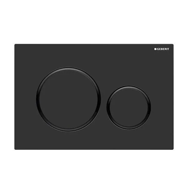 Geberit Sigma 20 Black Matt Dual Flush Plate - Black Rings