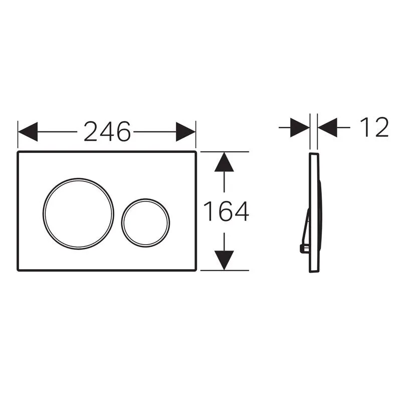 Geberit Sigma 20 Black Matt Dual Flush Plate - Black Rings