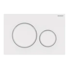 Geberit Sigma 20 White Gloss Dual Flush Plate - White Matt Rings