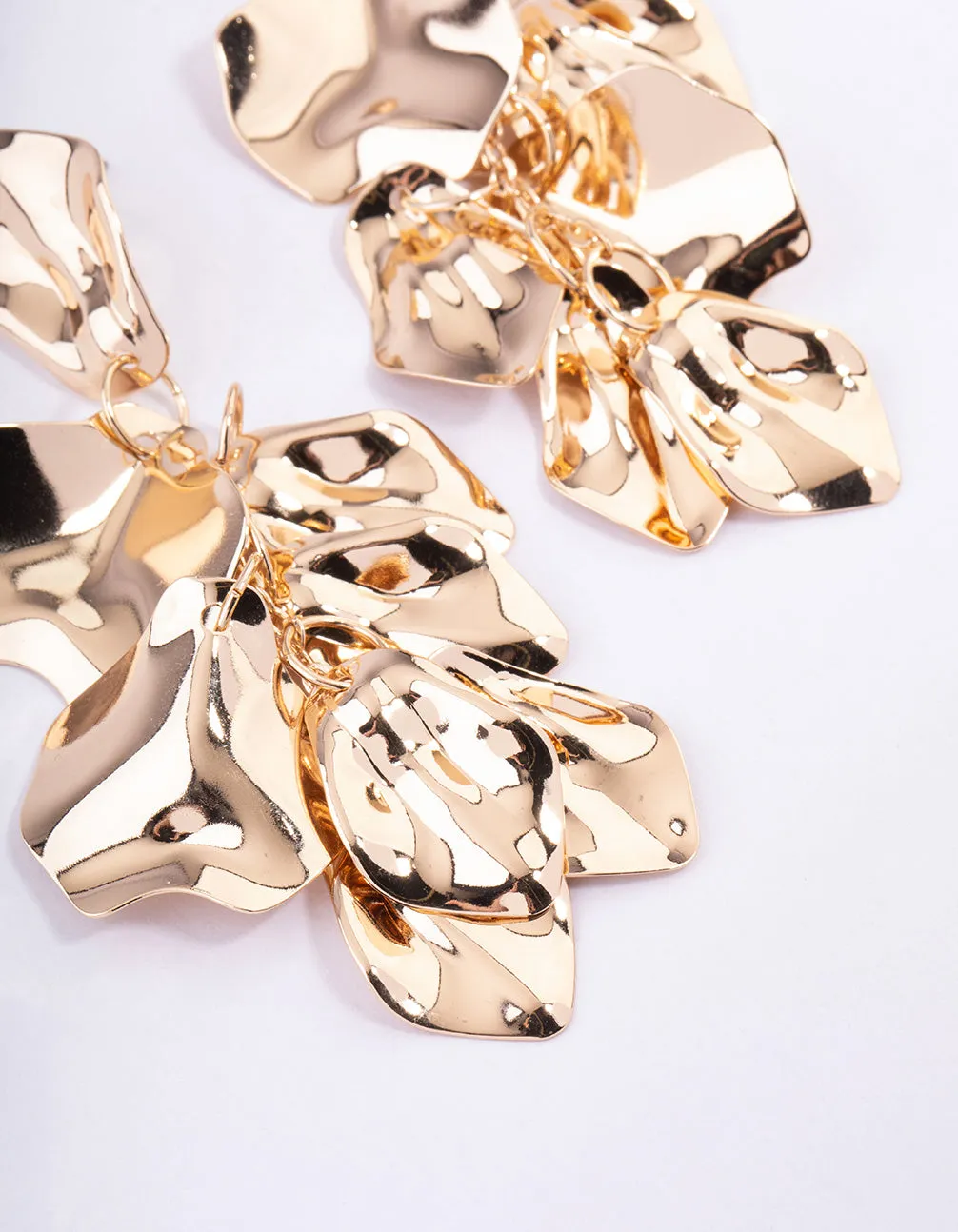 Gold Coated Petal Drop Earrings