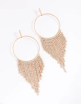 Gold Diamante Drop Cupchain Earrings