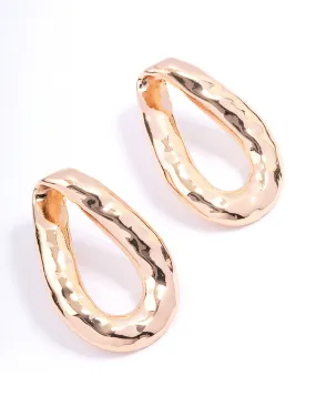 Gold Hammered Small Teardrop Earrings