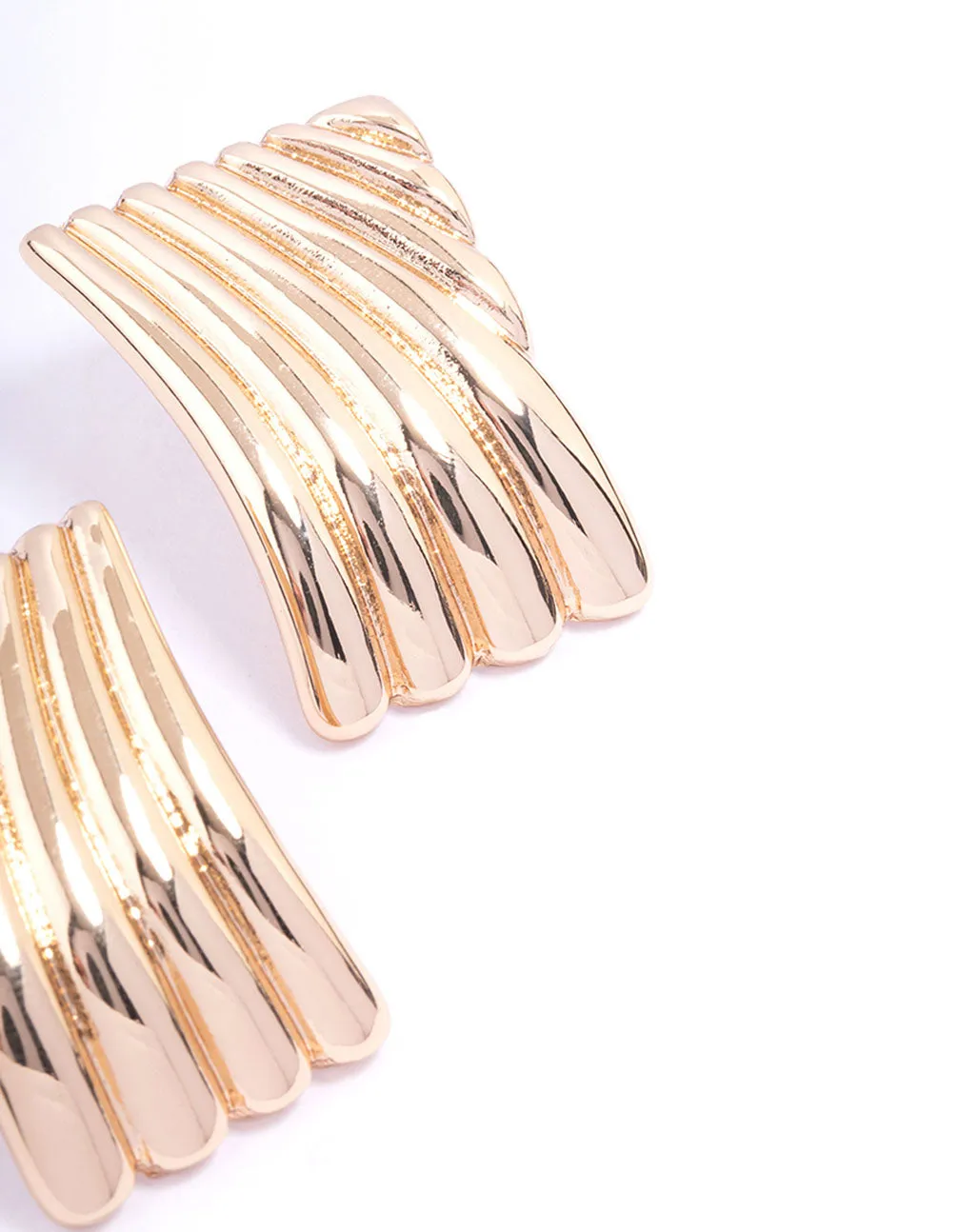 Gold Linear Square Stud Earrings