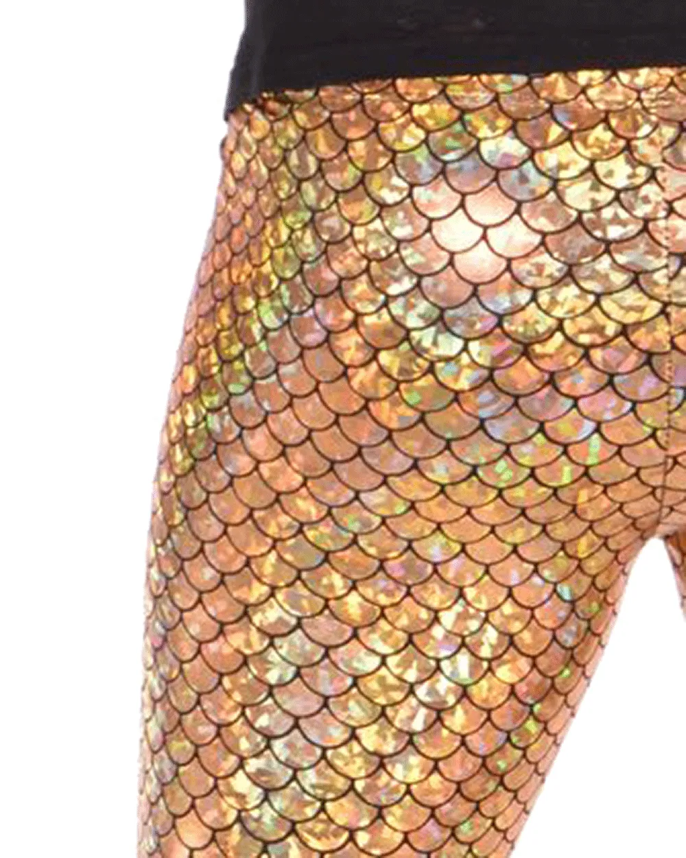 Gold Mermaid: Holographic Merman Meggings - Mermaid Scale Mens Leggings