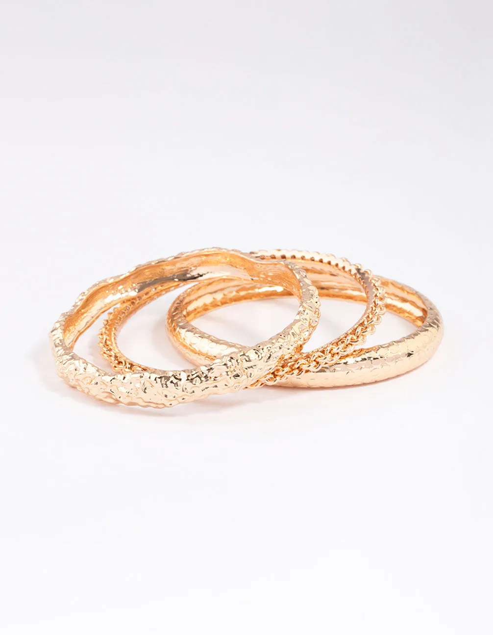 Gold Multi Pack Textured Bangles