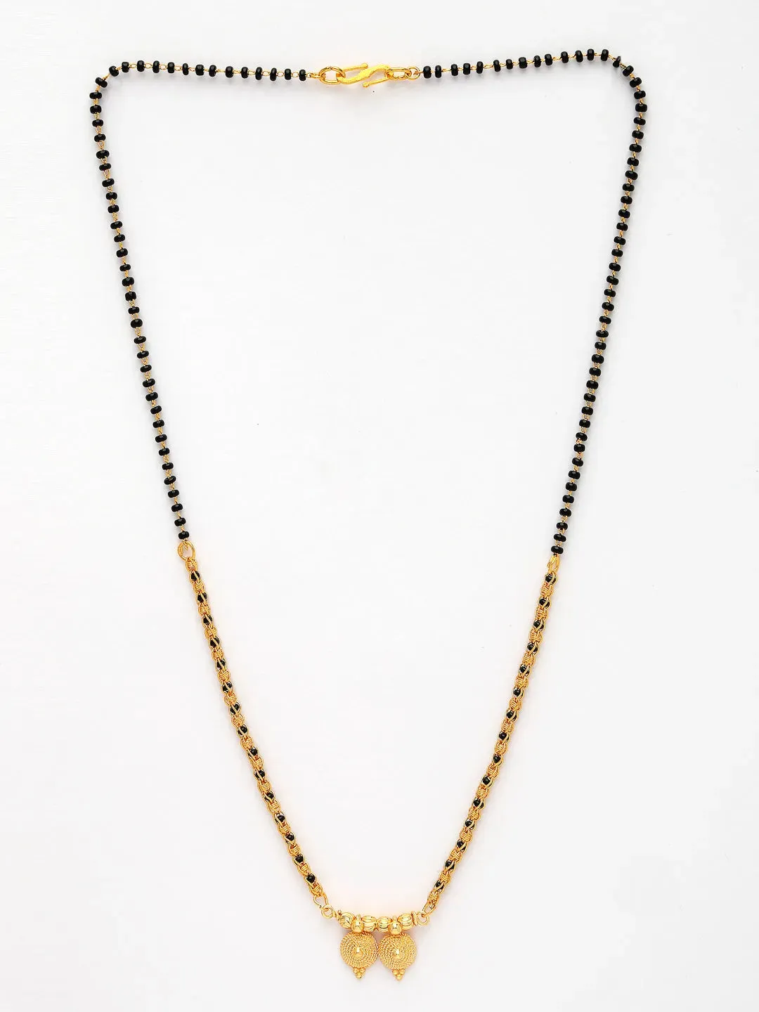 Gold-Plated Black Beaded Mangalsutra