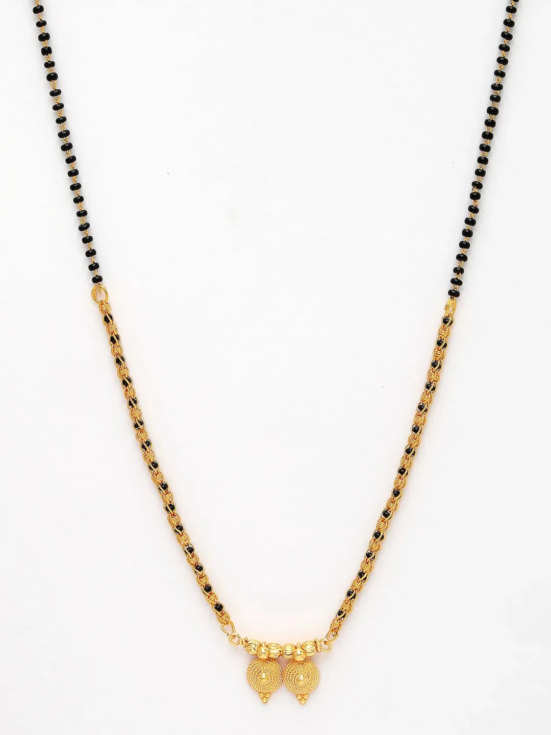 Gold-Plated Black Beaded Mangalsutra