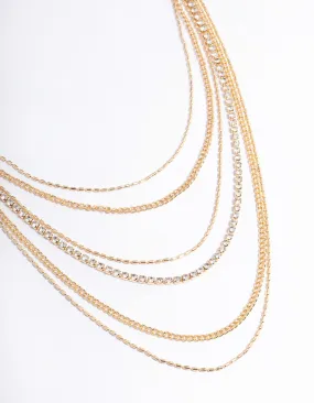 Gold Six Row Layered Necklace