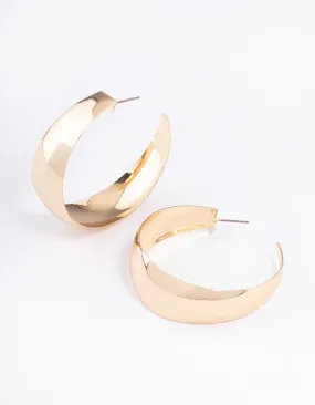 Gold Smooth Thick Hoop Earrings