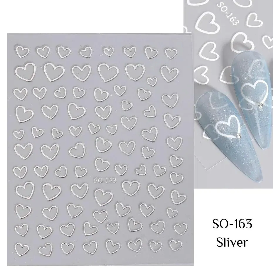 Golden Love Heart Nail Sticker Set: DIY Holographic Decals for Manicure