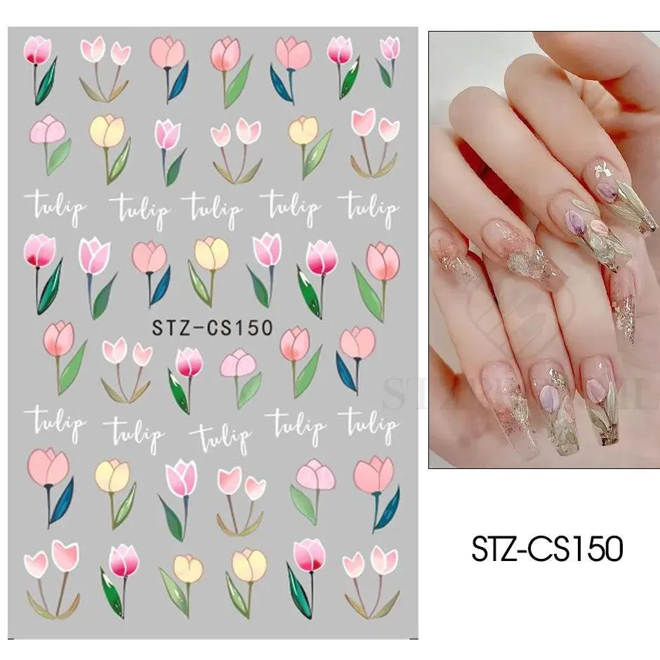 Golden Love Heart Nail Sticker Set: DIY Holographic Decals for Manicure