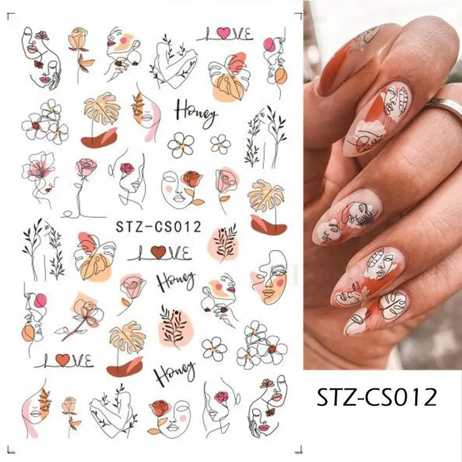 Golden Love Heart Nail Sticker Set: DIY Holographic Decals for Manicure