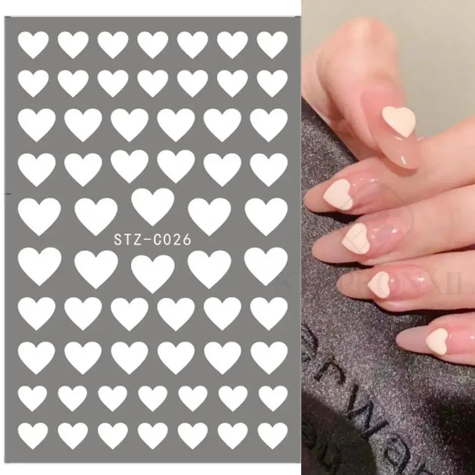 Golden Love Heart Nail Sticker Set: DIY Holographic Decals for Manicure