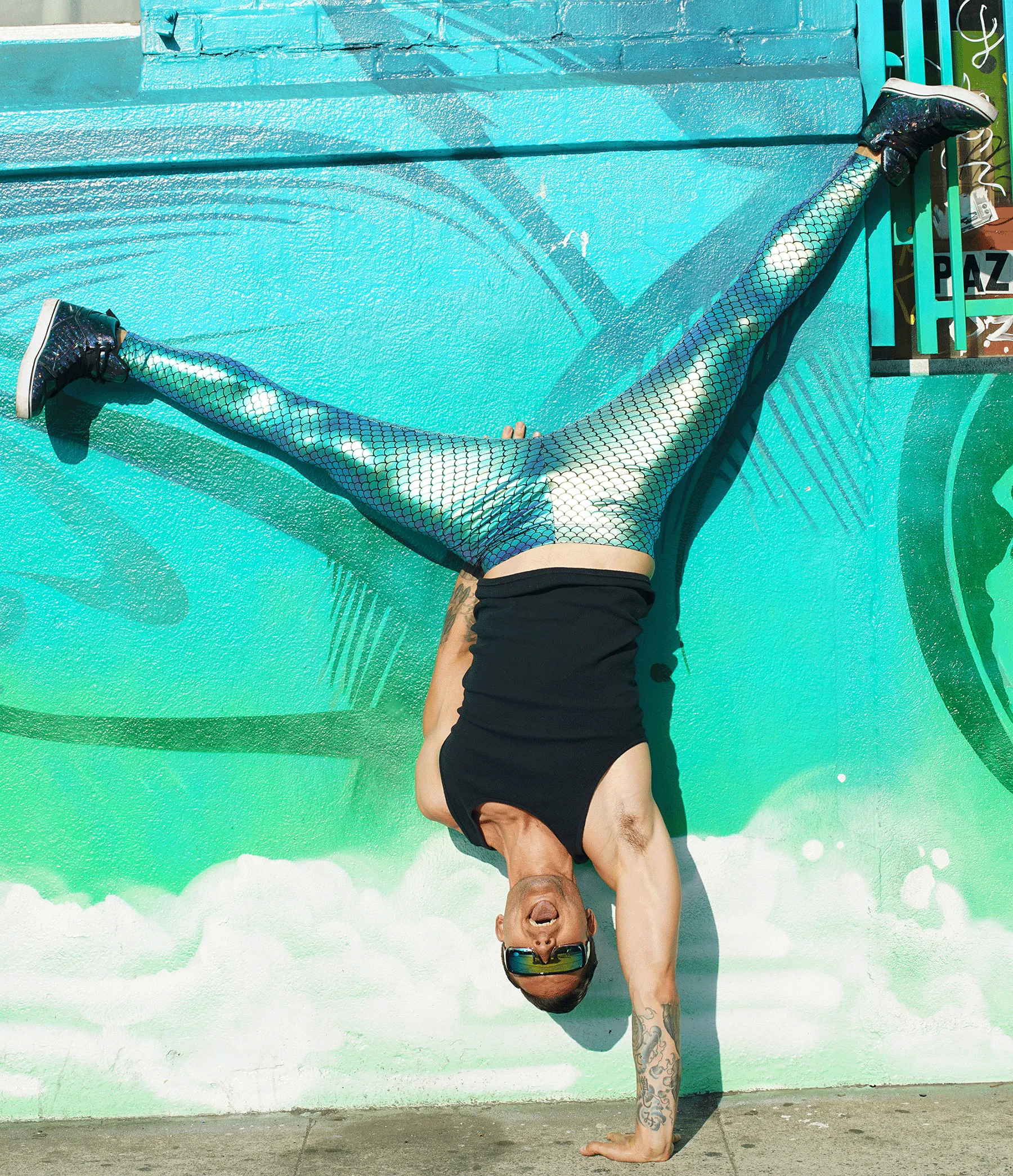 Green Mermaid: Holographic Merman Meggings - Mermaid Scale Mens Leggings