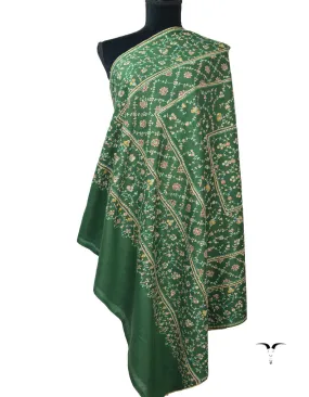 Green Pashmina Shawl With Sozni Work 5821