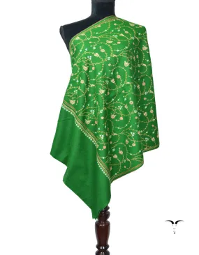 Green Pashmina Stole In Sozni 5885